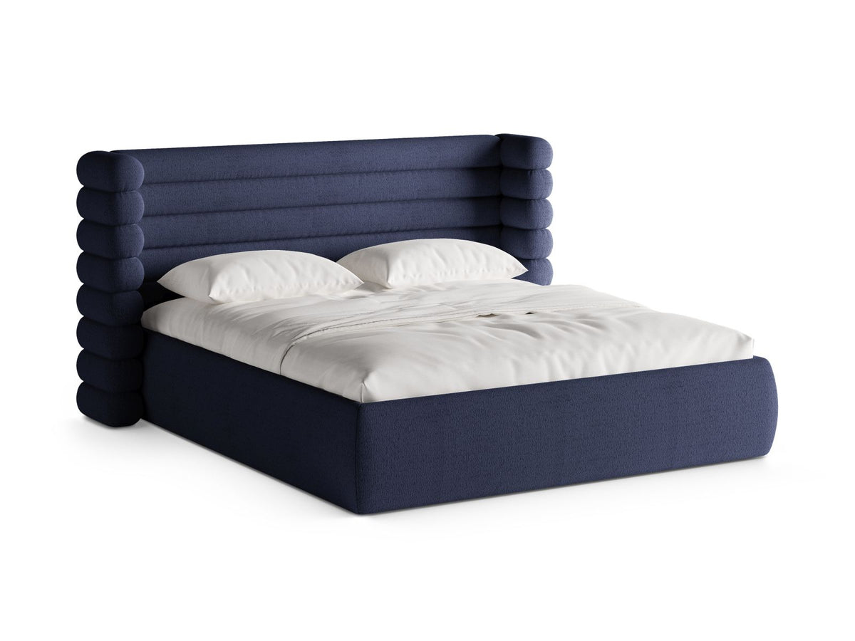 Letto con Contenitore e Testata, "Mount", 228x196x120 - Blu Navy