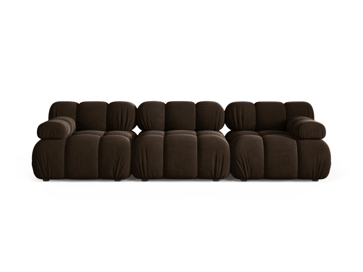 Divano Modulare in Velluto, "Bellis", 3 Posti, 282x94x70 - Marrone Scuro