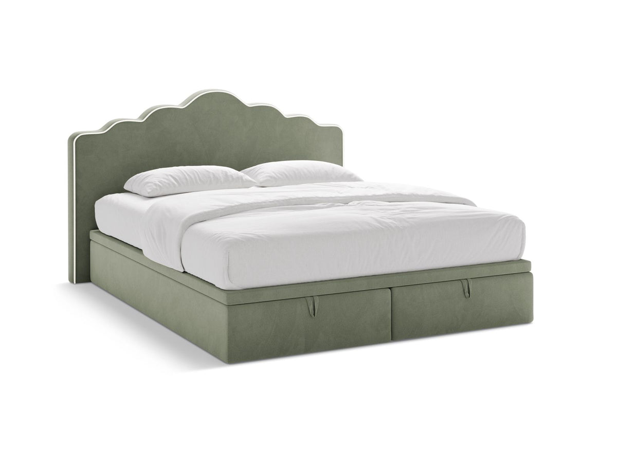 Letto Boxspring con Testata, Materasso e Topper Dream - Avorio, Verde 180x200