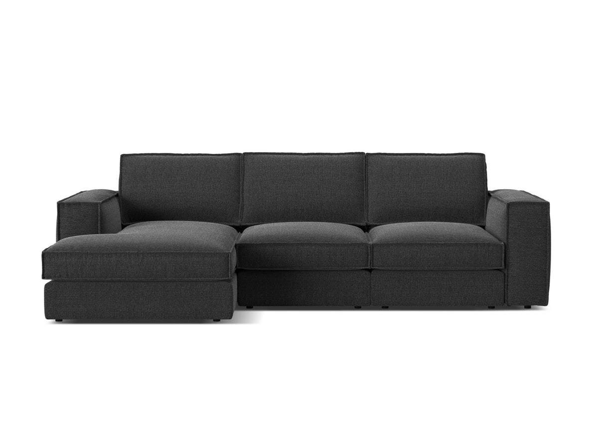 Divano Angolare Modulare Sinistro, "Pola", 3 Posti, 284x158x88 - Nero