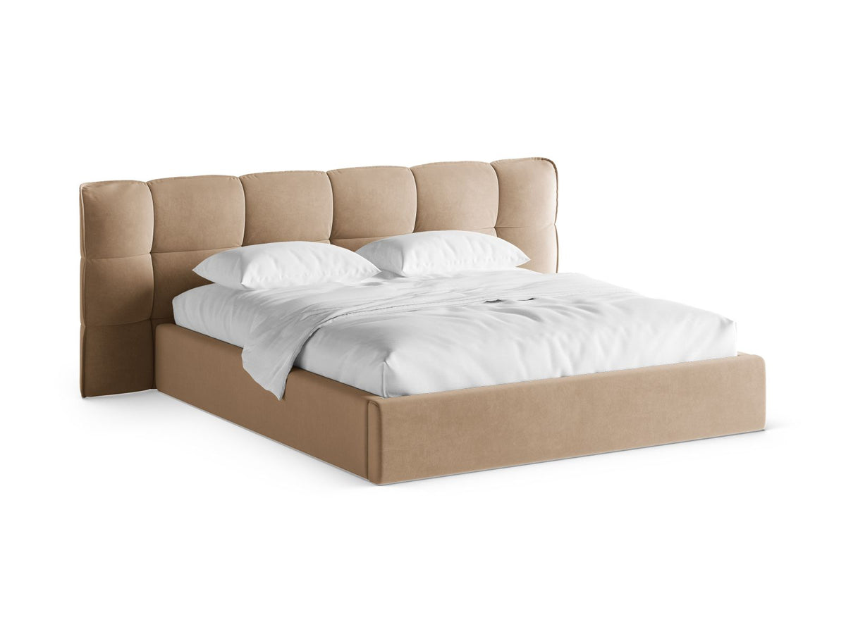 Letto Contenitore con Testata Eric Gambe plastica nera - Beige Mandorla 160x200