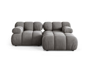 Divano Angolare Modulare Destro in Velluto, "Bellis", 3 Posti, 188x155x70 - Grigio Chiaro