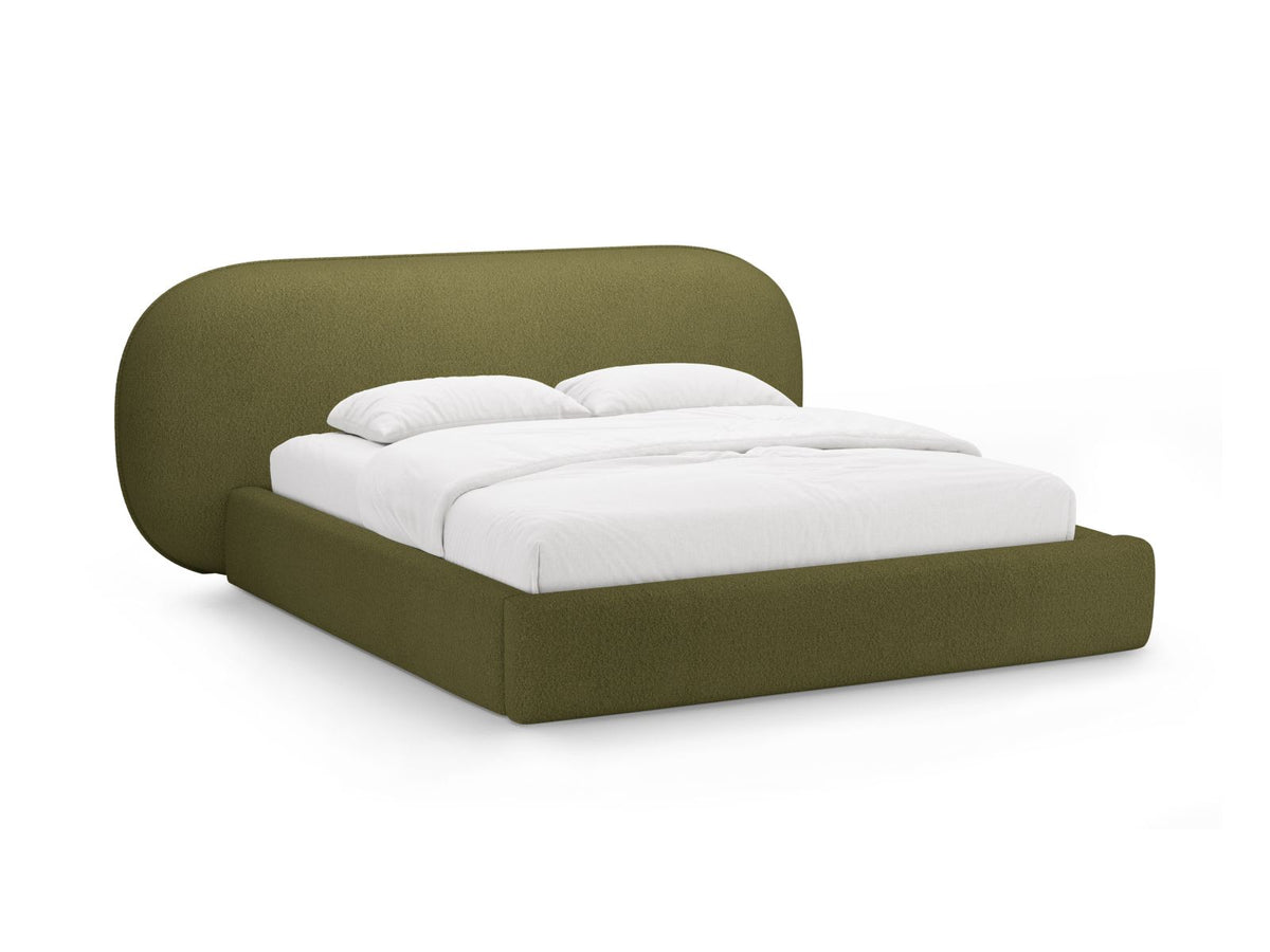 Letto Contenitore con Testata Ovalo - Verde Oliva Scuro 160x200