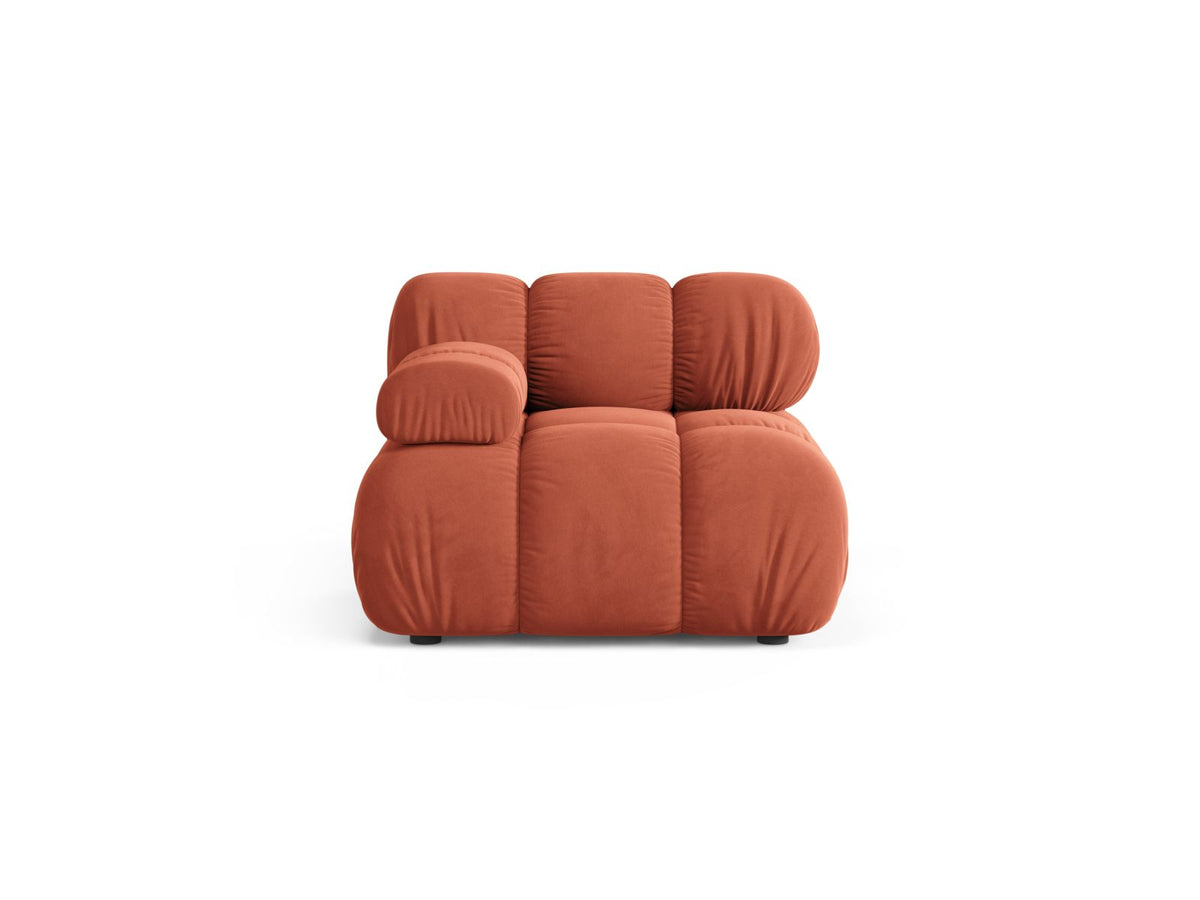 Modulo Sinistro in Velluto, "Bellis", 1 Posto, 94x94x70 - Corallo