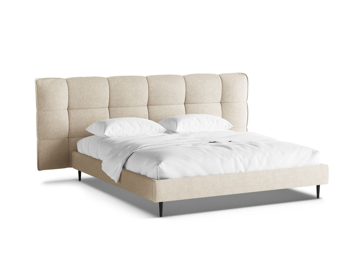 Letto Contenitore con Testata Eric Gambe metallo nero - Beige Chiaro 200x200