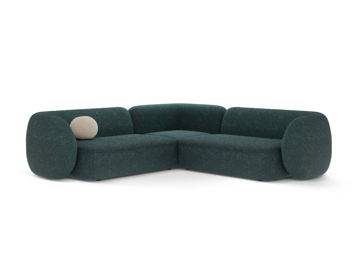 Divano Angolare Modulare Simmetrico, "Kate", 5 Posti, 252x252x76 - Verde Blu Melange