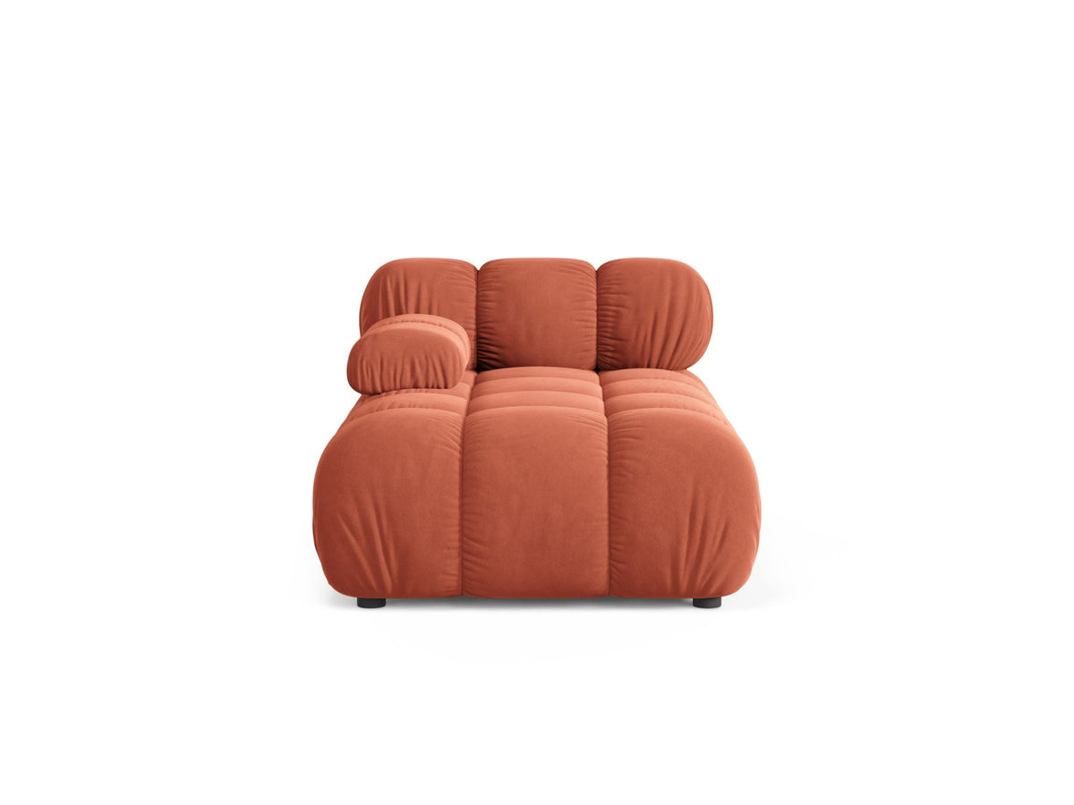Chaise Longue Sinistra in Velluto, "Bellis", 1 Posto, 155x94x70 - Corallo