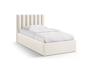 Letto con Contenitore e Testata in Velluto, "Allison", 220x100x95 - Beige Chiaro