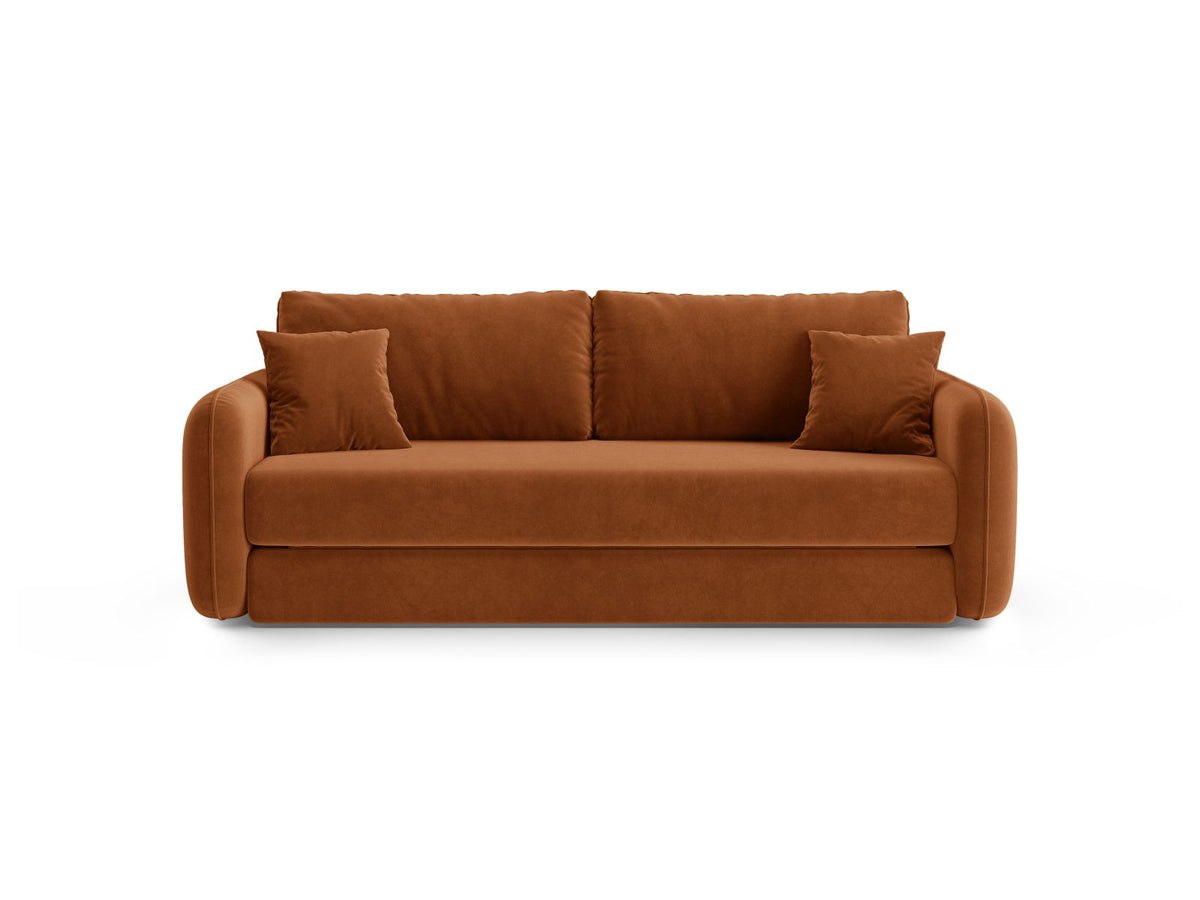 Divano con Funzione Letto in Velluto, "Dormi", 3 Posti, 225x94x87 - Terracotta