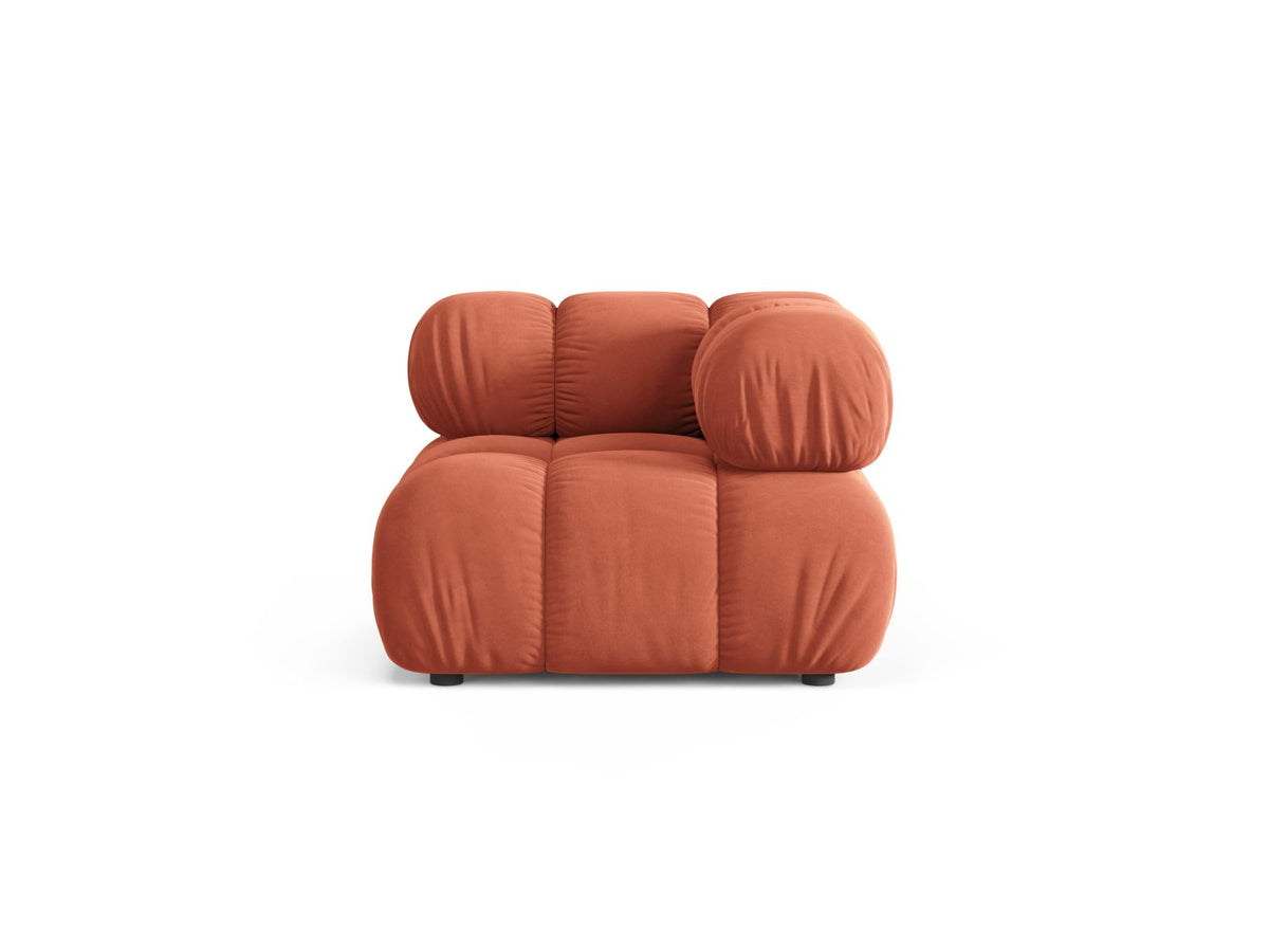 Modulo Angolare in Velluto, "Bellis", 1 Posto, 94x94x70 - Corallo