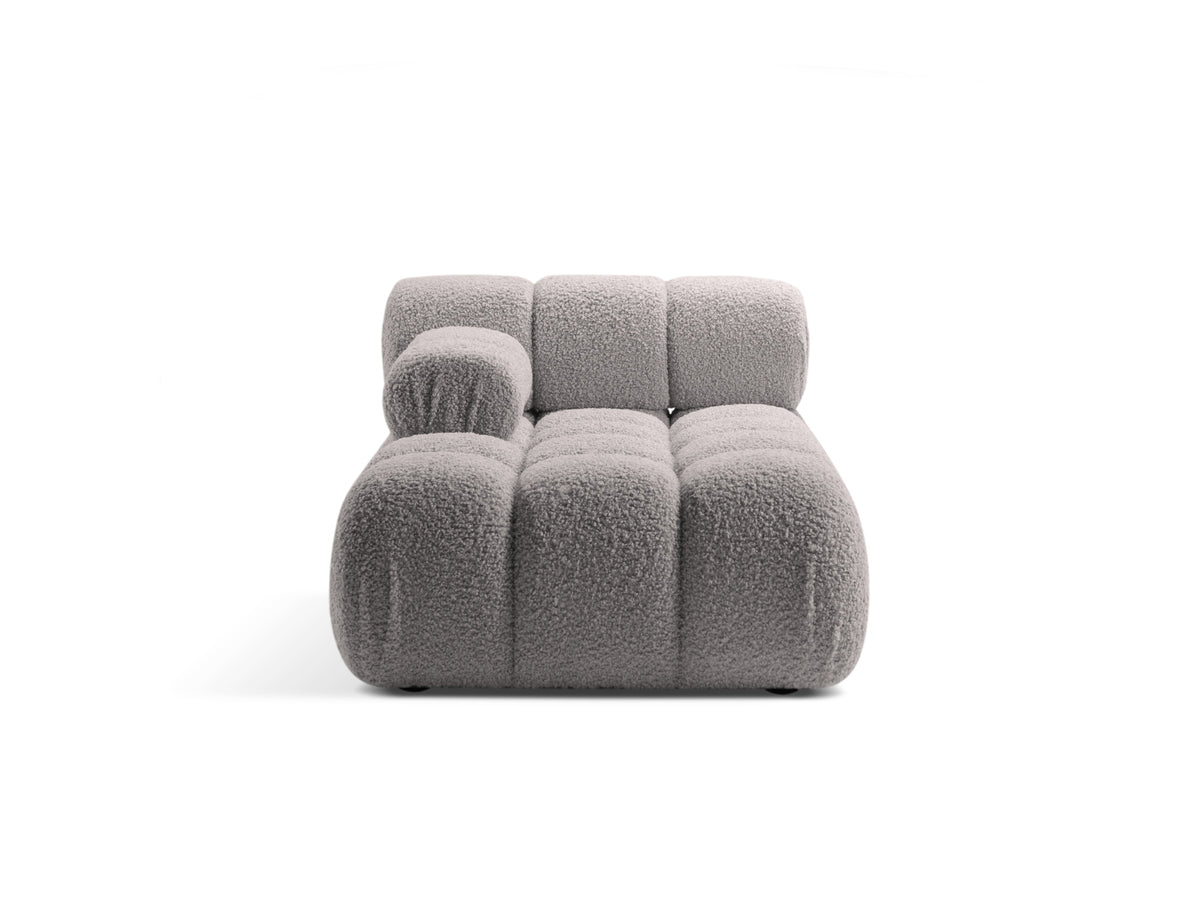 Chaise Longue Sinistra in Bouclé, "Bellis", 1 Posto, 155x94x70 - Grigio Chiaro
