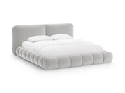 Letto con Contenitore e Testata in Velluto, "Solange", 236x242x90 - Grigio Chiaro
