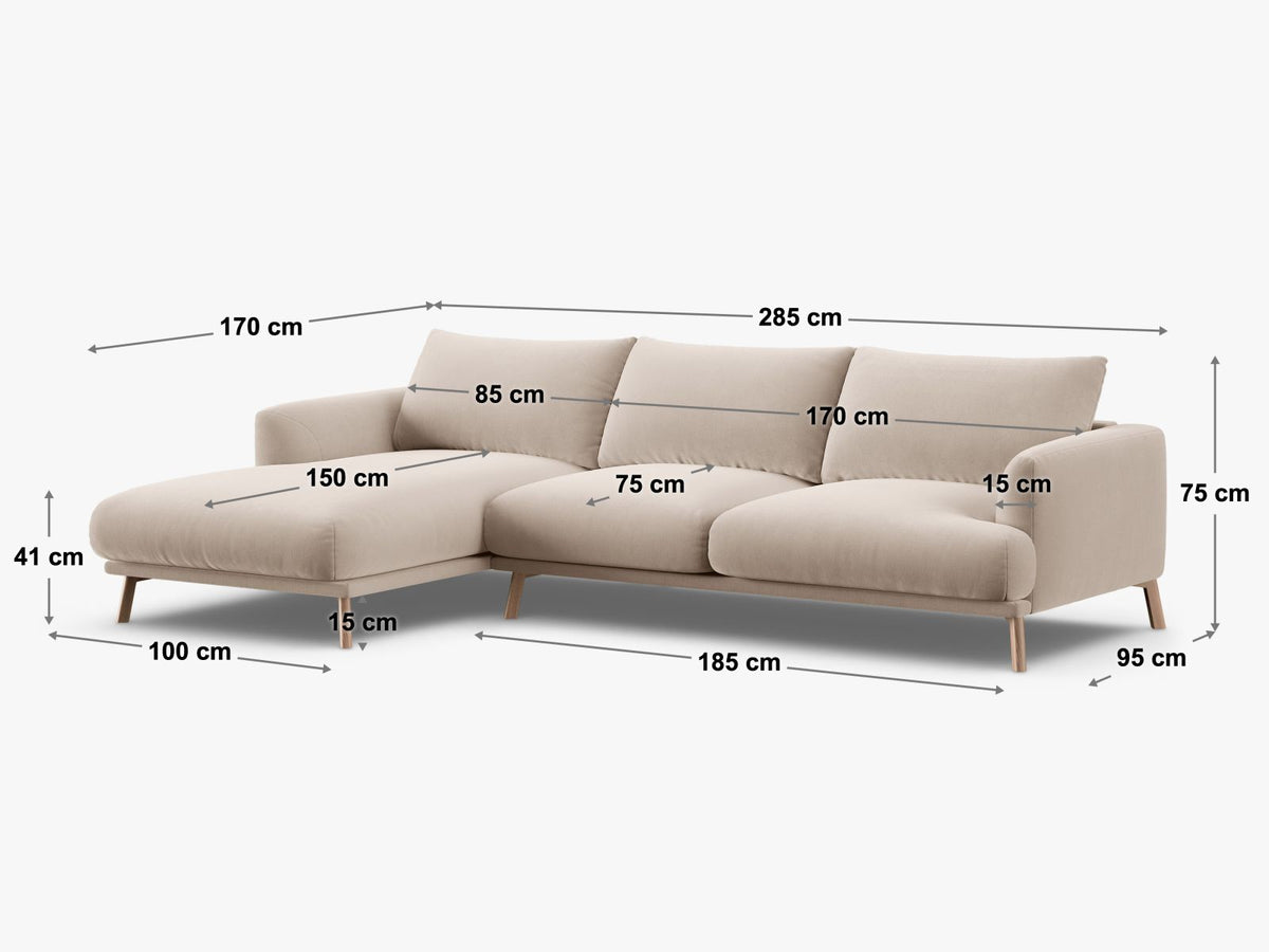 Divano Angolare Naomi, 4 Posti, 170x285x75