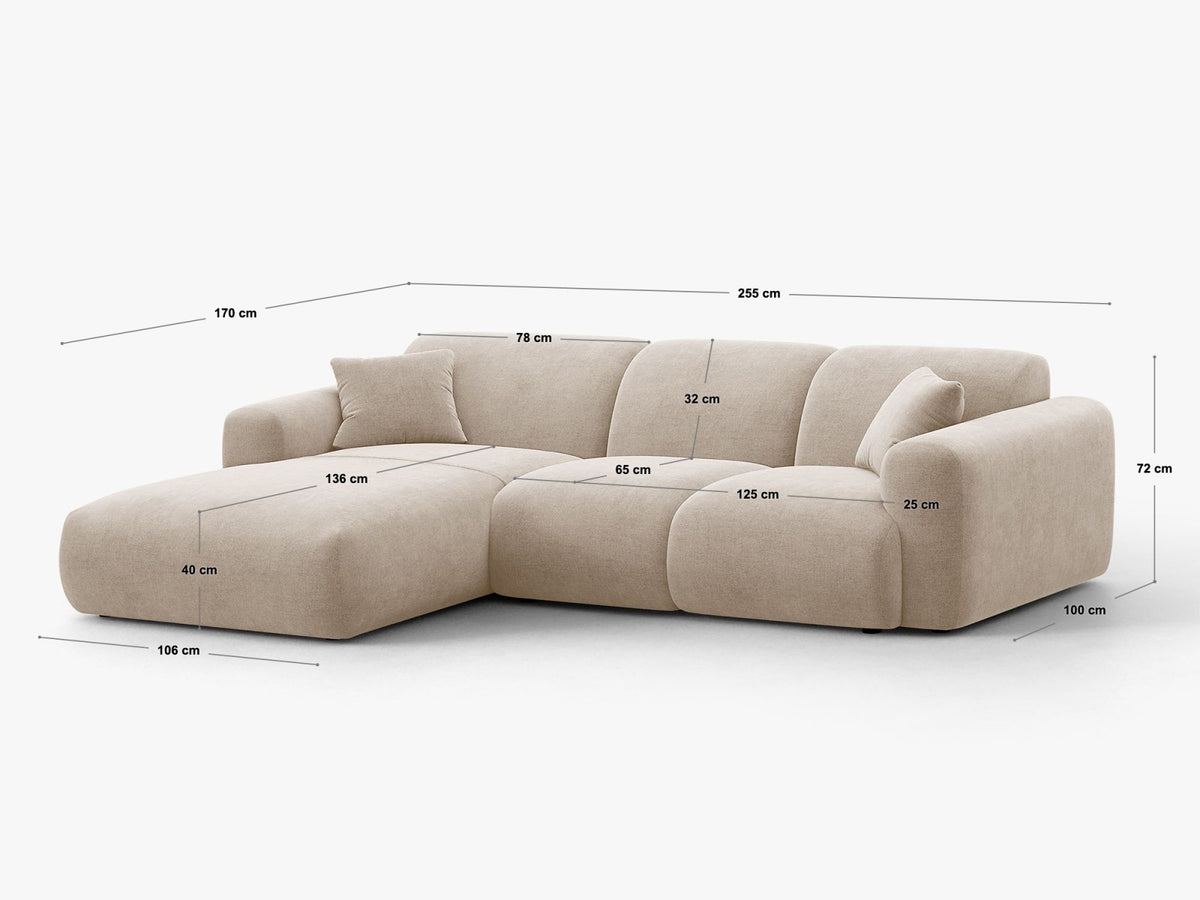 Divano Angolare Molino, 4 Posti, 170x255x72