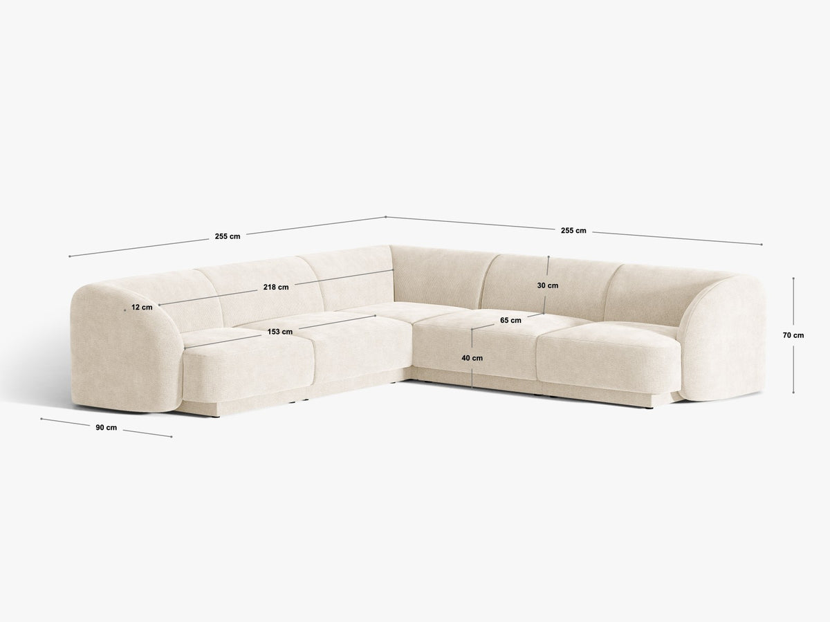 Divano Angolare Simmetrico Miley, 5 Posti, 255x255x70