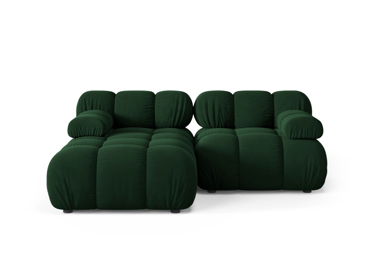 Divano Angolare Modulare Sinistro in Velluto, "Bellis", 3 Posti, 188x155x70 - Verde Bottiglia