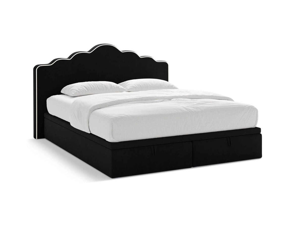 Letto Boxspring con Testata, Materasso e Topper Dream - Avorio, Nero 200x200