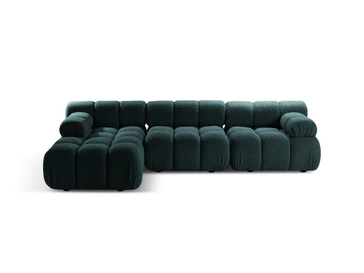 Divano Angolare Modulare Sinistro in Bouclé, "Bellis", 4 Posti, 282x155x70 - Petrolio