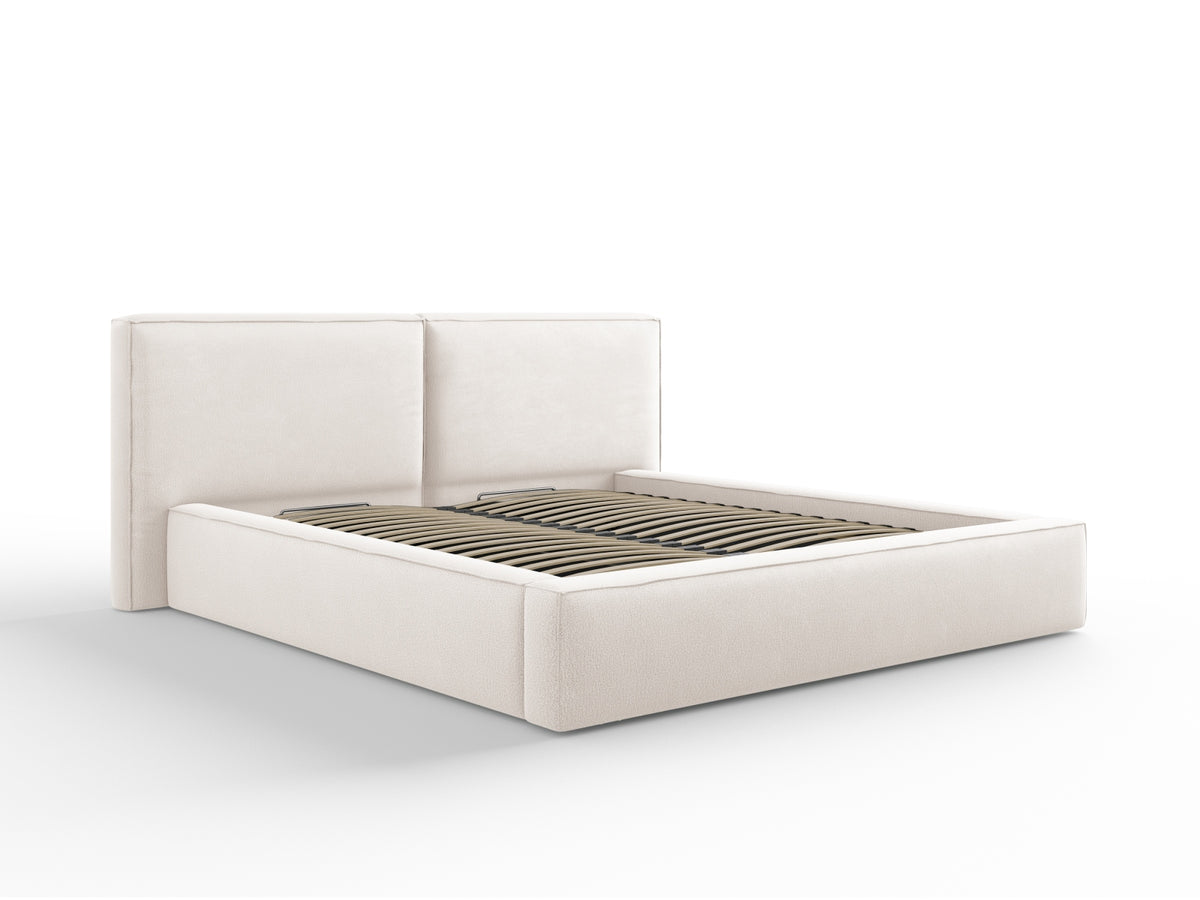 Letto Contenitore con Testata Doppia Jodie - Beige Chiaro 180x200