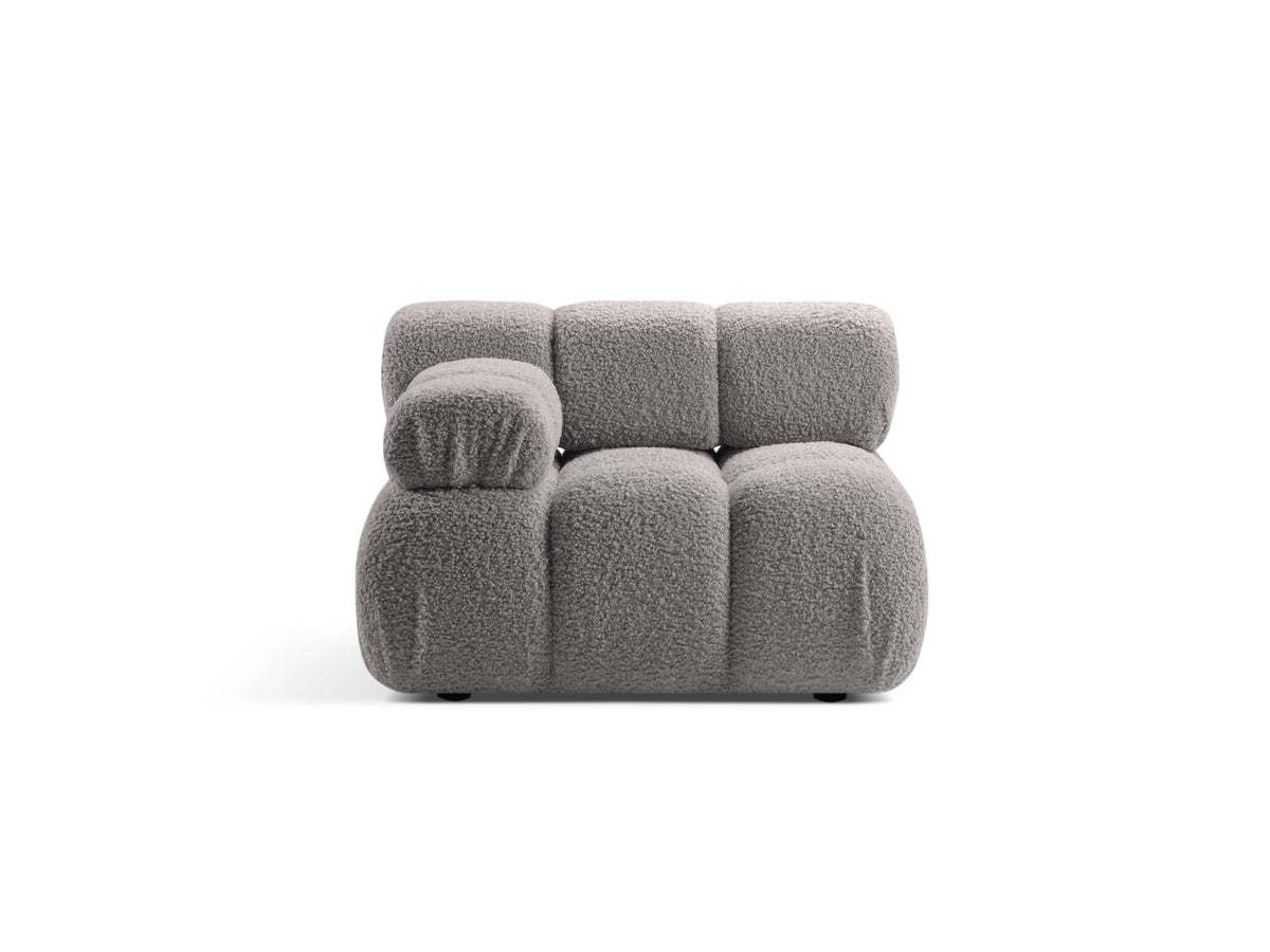 Modulo Sinistro in Bouclé, "Bellis", 1 Posto, 94x94x70 - Grigio Chiaro