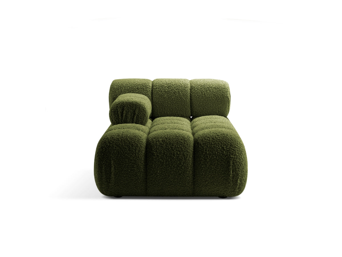 Chaise Longue Sinistra in Bouclé, "Bellis", 1 Posto, 155x94x70 - Verde
