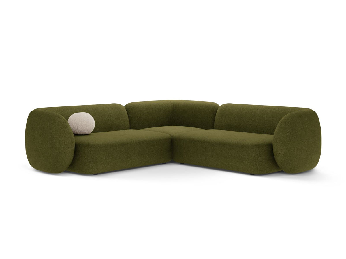 Divano Angolare Modulare Simmetrico, "Kate", 5 Posti, 252x252x76 - Verde Oliva Scuro