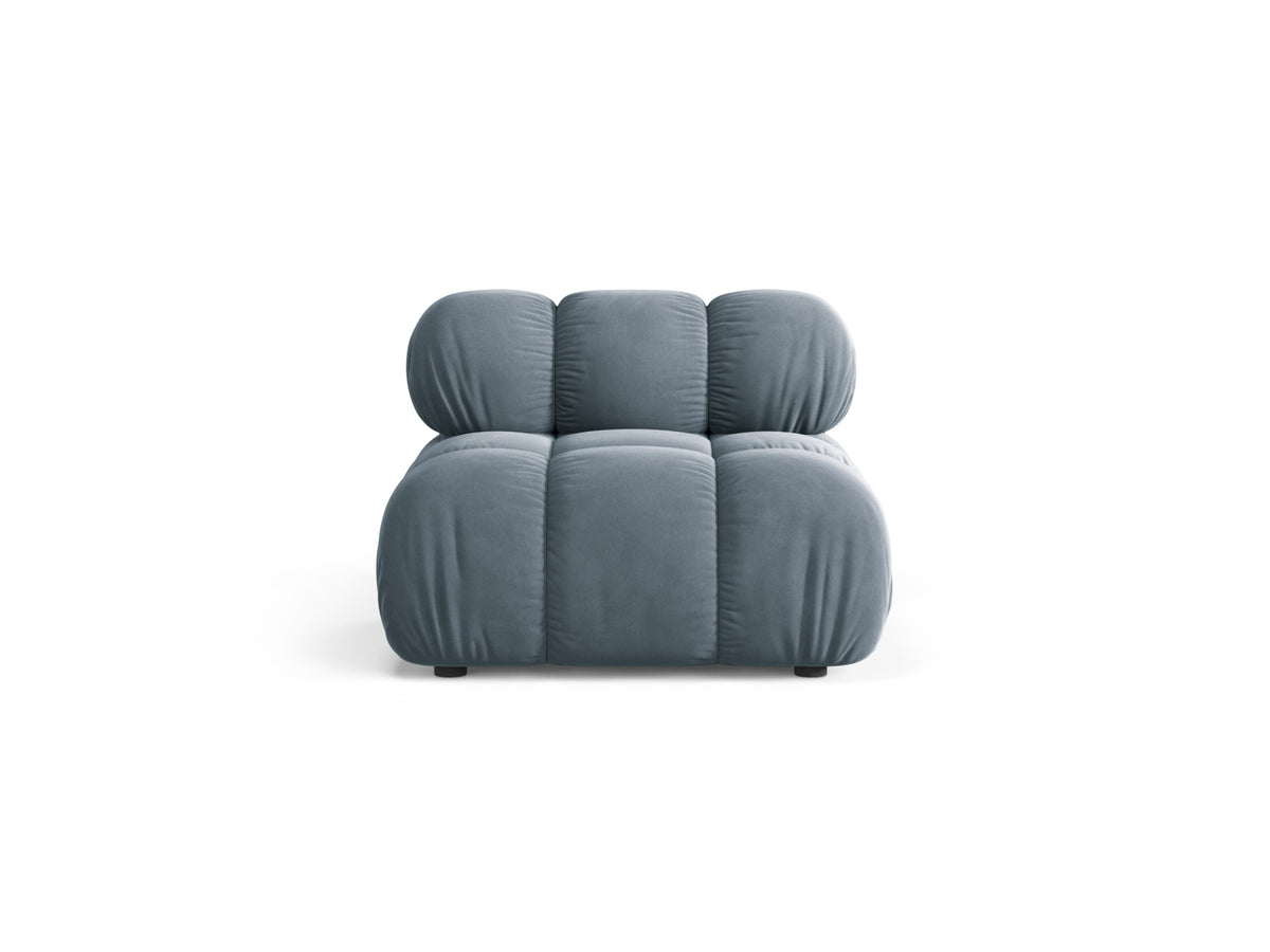 Modulo senza Braccioli in Velluto, "Bellis", 1 Posto, 94x94x70 - Blu Chiaro