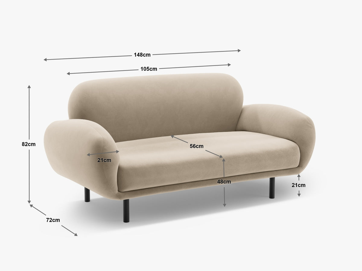 Divano Poppy, 2 Posti, 72x148x82