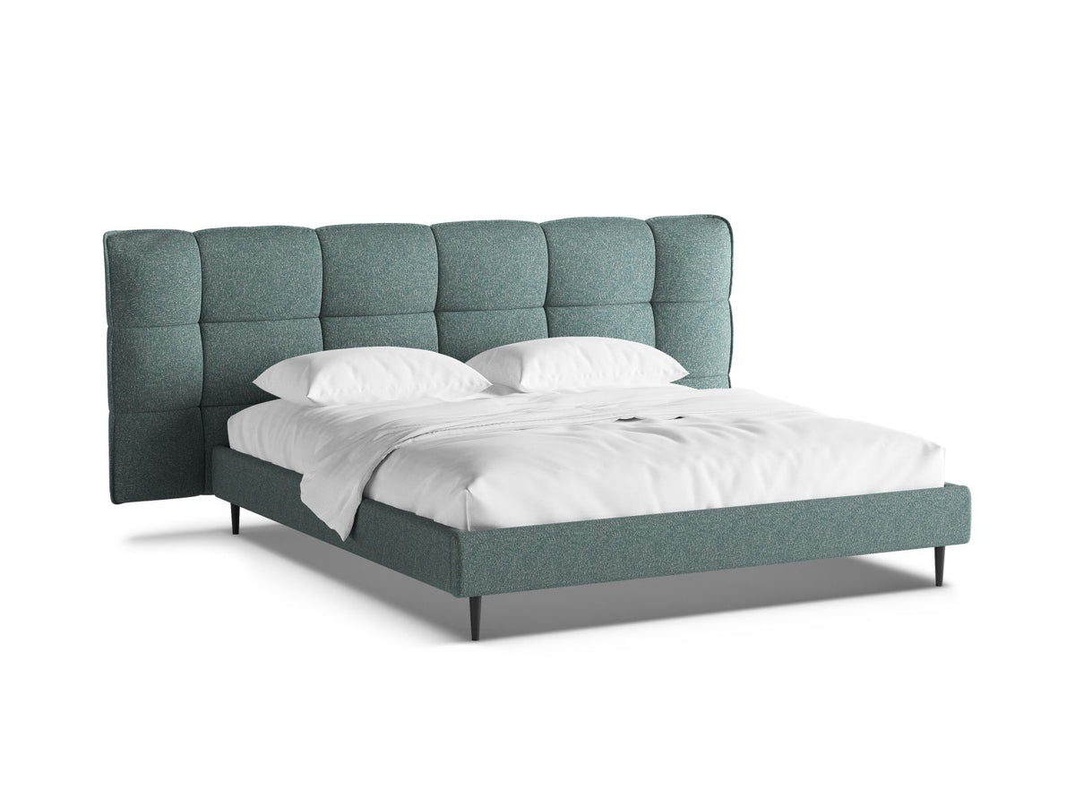 Letto con Contenitore e Testata, "Eric", 220x250x114 - Blu Melange