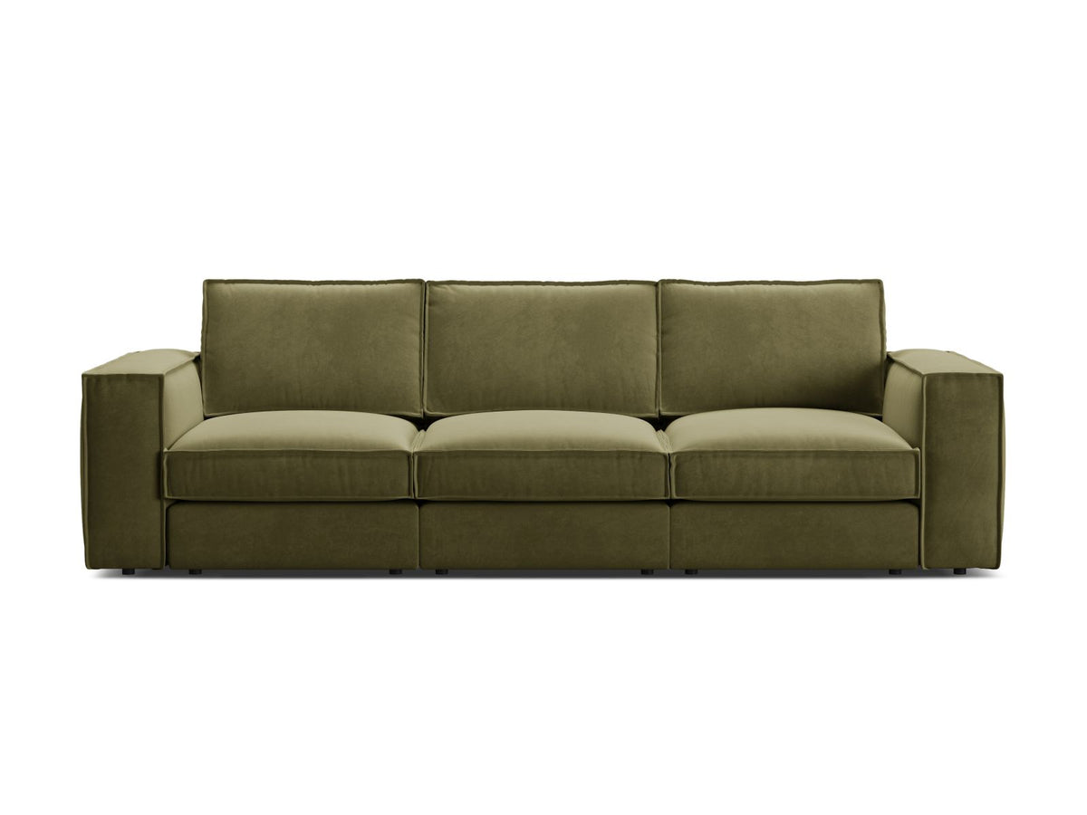 Divano Modulare in Velluto, "Pola", 4 Posti, 284x103x88 - Verde