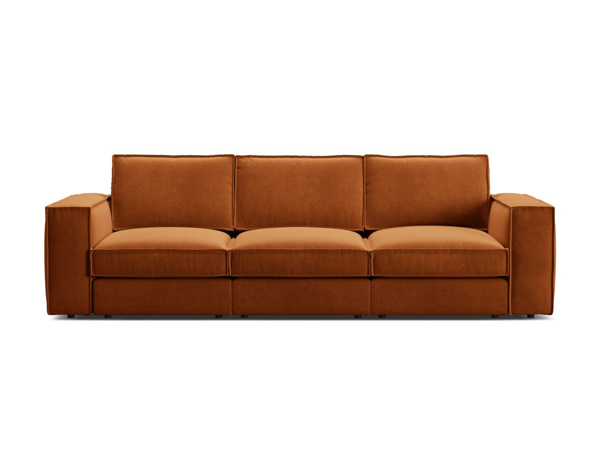 Divano Modulare in Velluto, "Pola", 4 Posti, 284x103x88 - Terracotta
