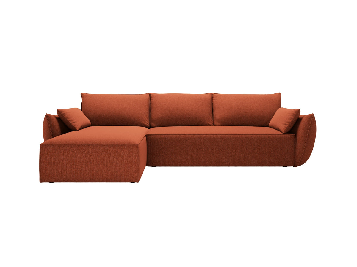 Divano Angolare Sinistro Letto con Contenitore, "Kaelle", 4 Posti, 252x165x87 - Terracotta
