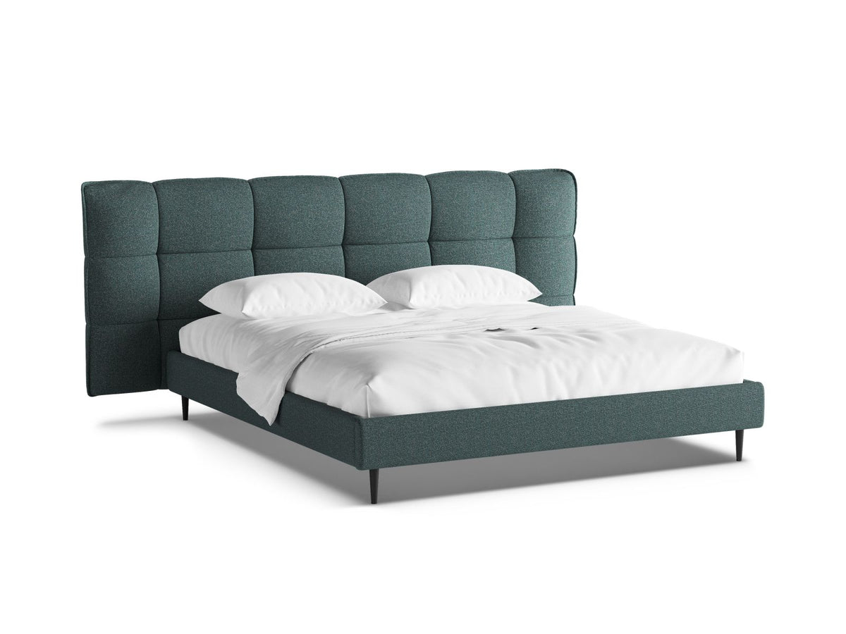 Letto con Contenitore e Testata, "Eric", 220x250x114 - Verde Blu Melange