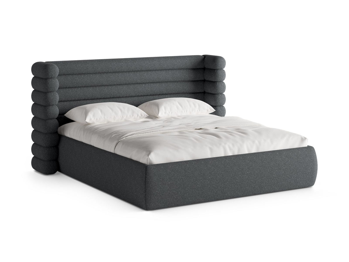 Letto con Contenitore e Testata, "Mount", 228x236x120 - Grigio Scuro Melange