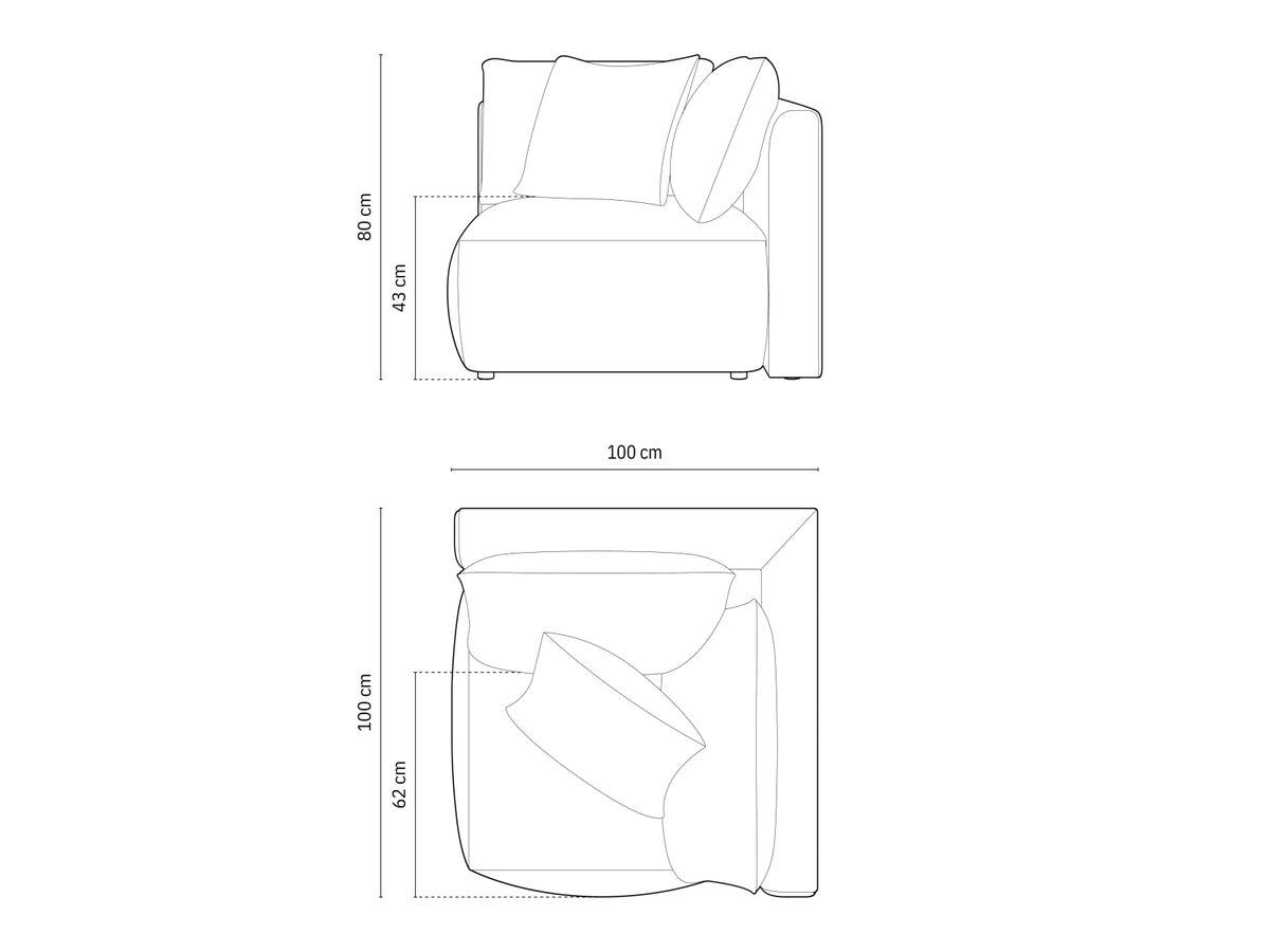Modulo Angolare Chris, 1 Posto, 100x100x80