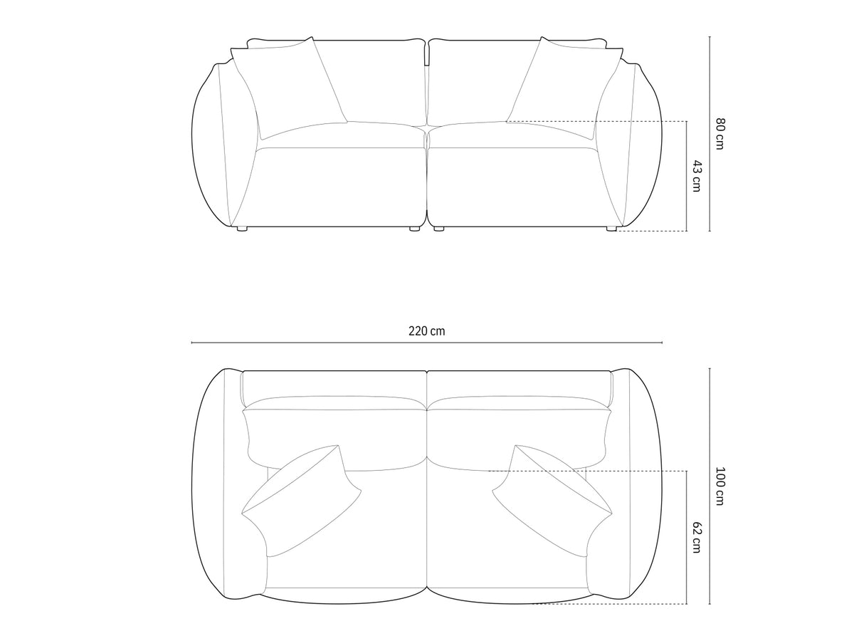 Divano Componibile Chris, 3 Posti, 100x220x80