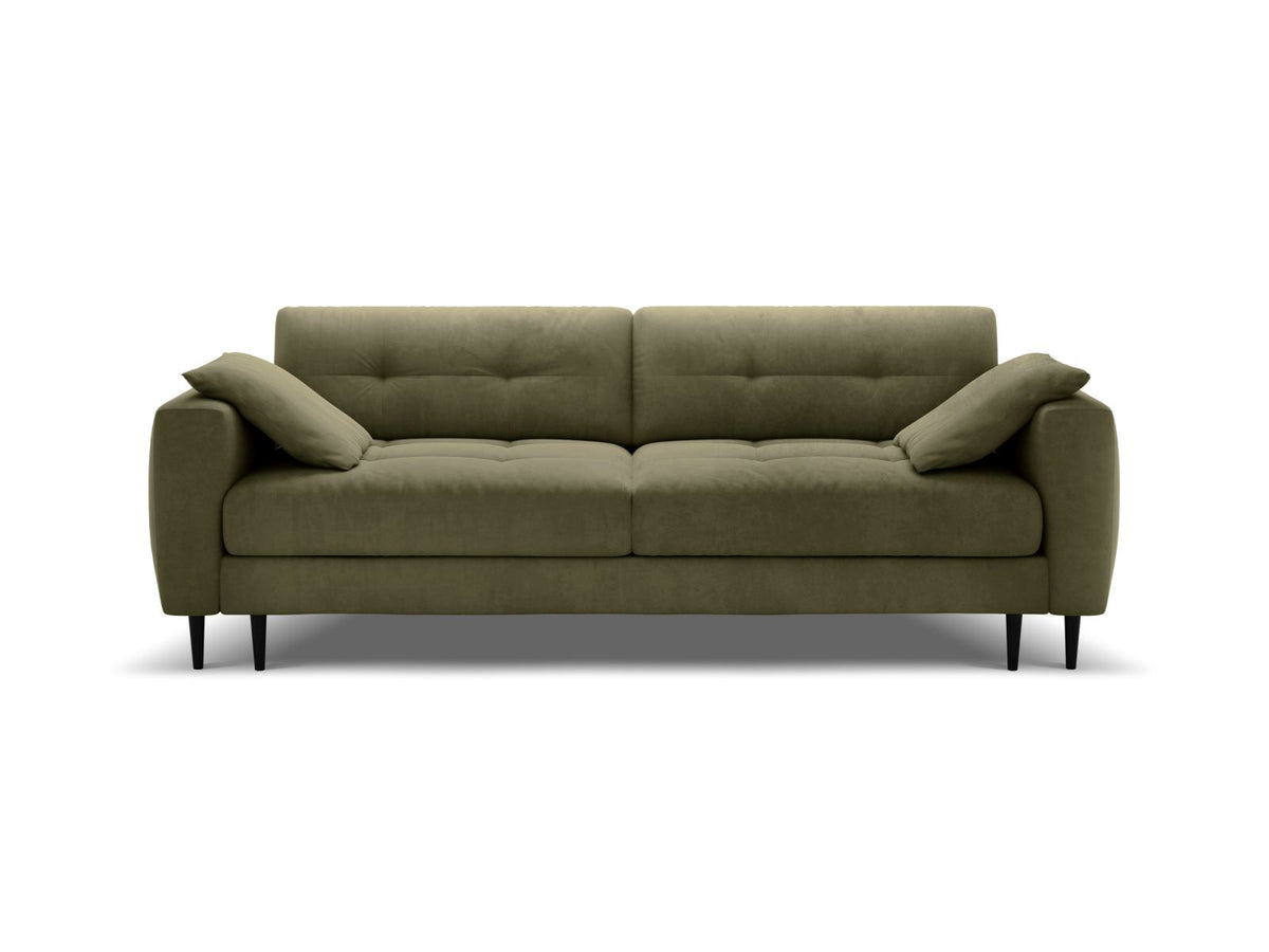 Divano Letto con Contenitore in Velluto, "Bemy", 3 Posti, 242x110x92 - Verde