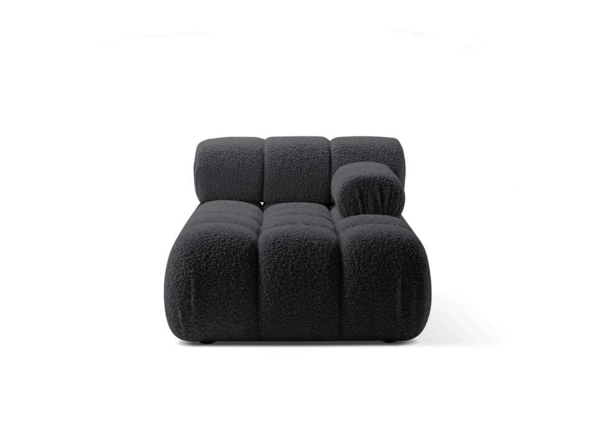 Chaise Longue Destra in Bouclé, "Bellis", 1 Posto, 155x94x70 - Grafite