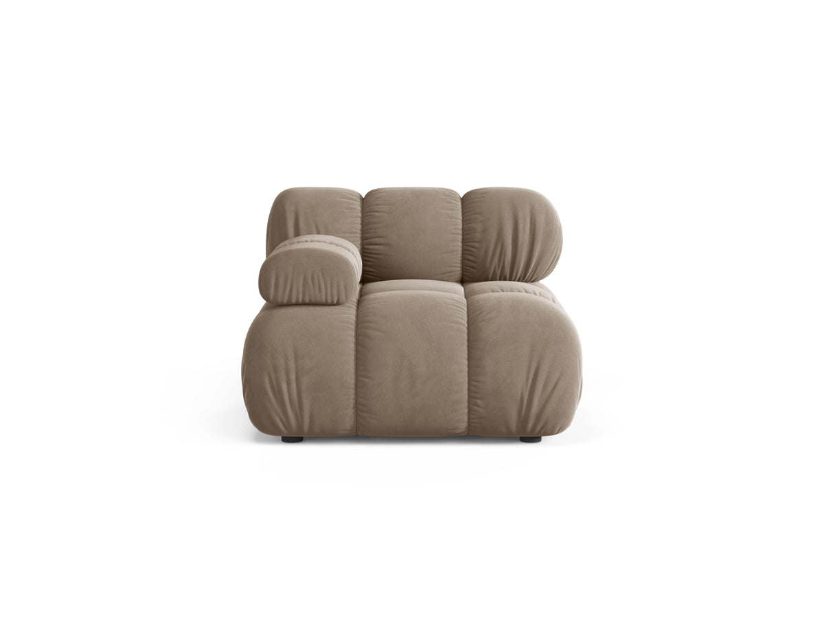Modulo Sinistro in Velluto, "Bellis", 1 Posto, 94x94x70 - Cappuccino