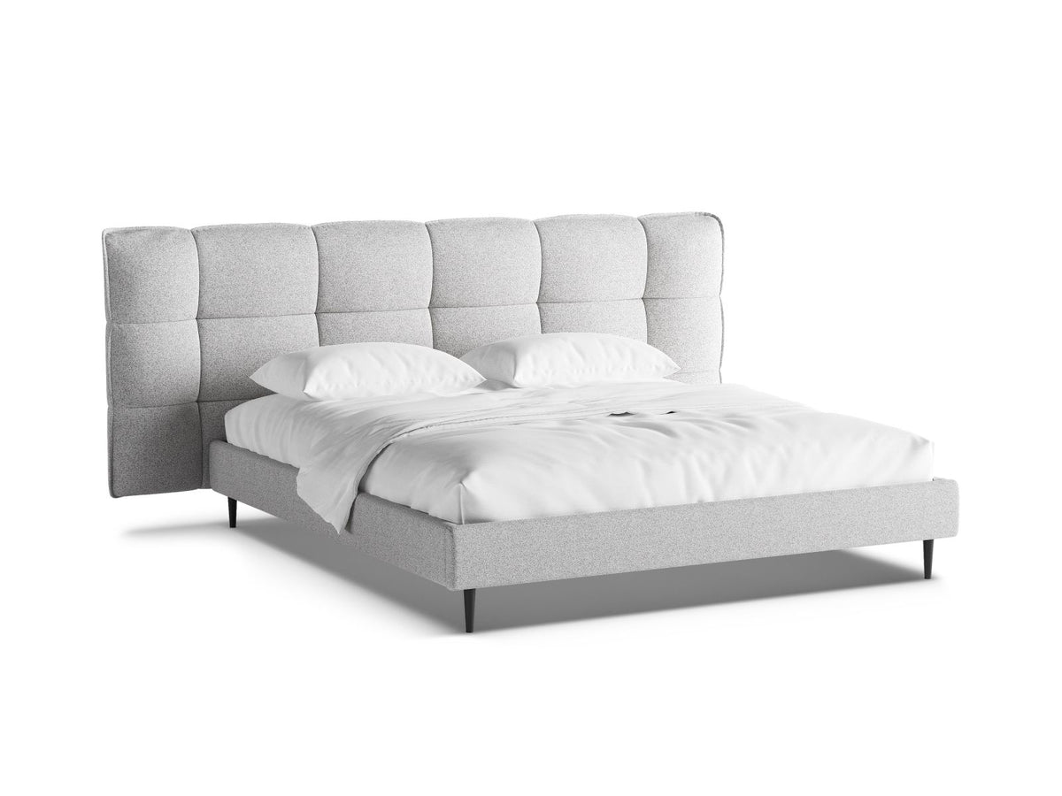 Letto con Contenitore e Testata, "Eric", 220x250x114 - Grigio Chiaro Melange