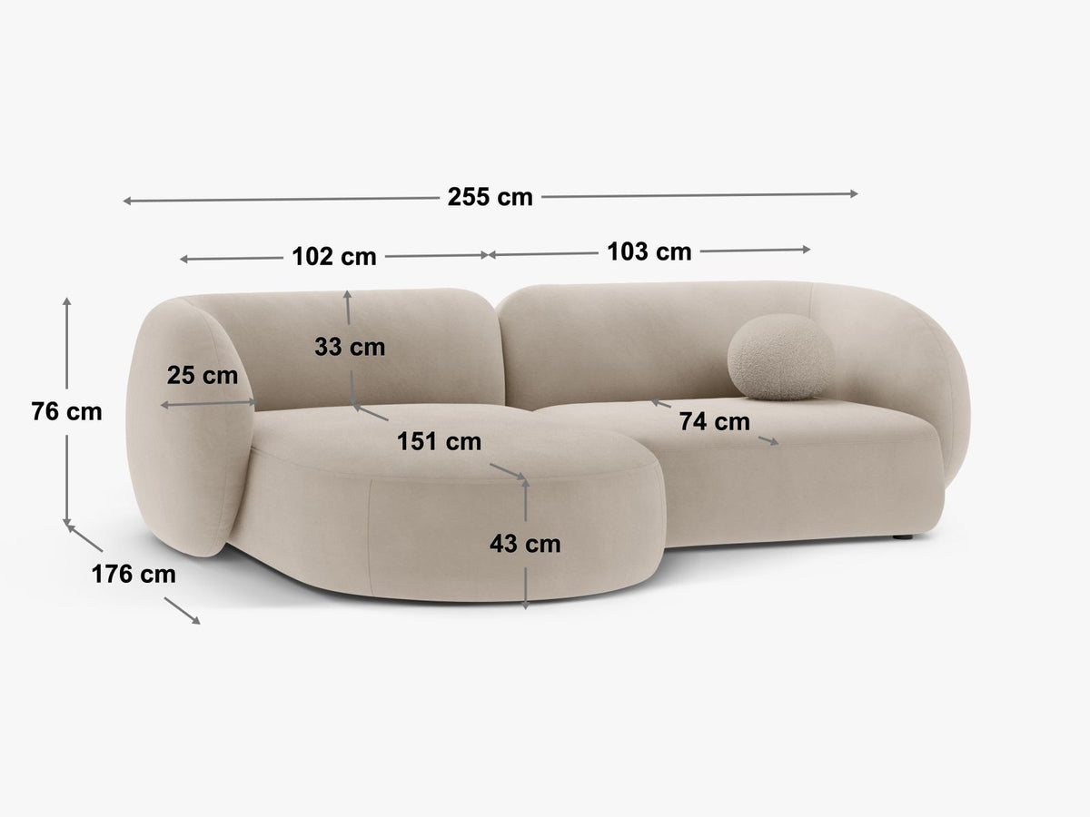 Divano Angolare Componibile Kate, 2 Posti, 176x255x76