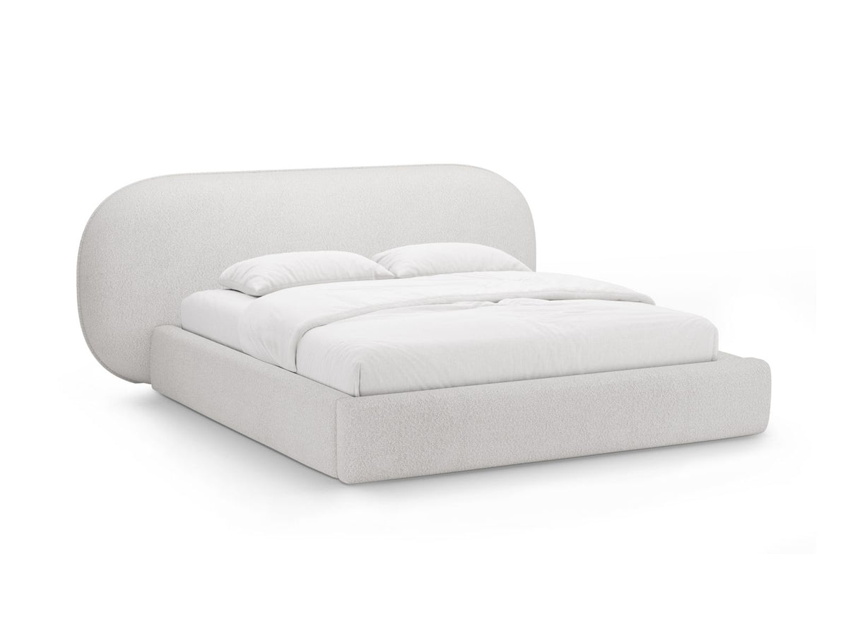Letto Contenitore con Testata Ovalo - Grigio Chiaro 160x200
