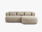 Divano Angolare Destro in Velluto, "Jenny", 5 Posti, 200x145x73 - Beige