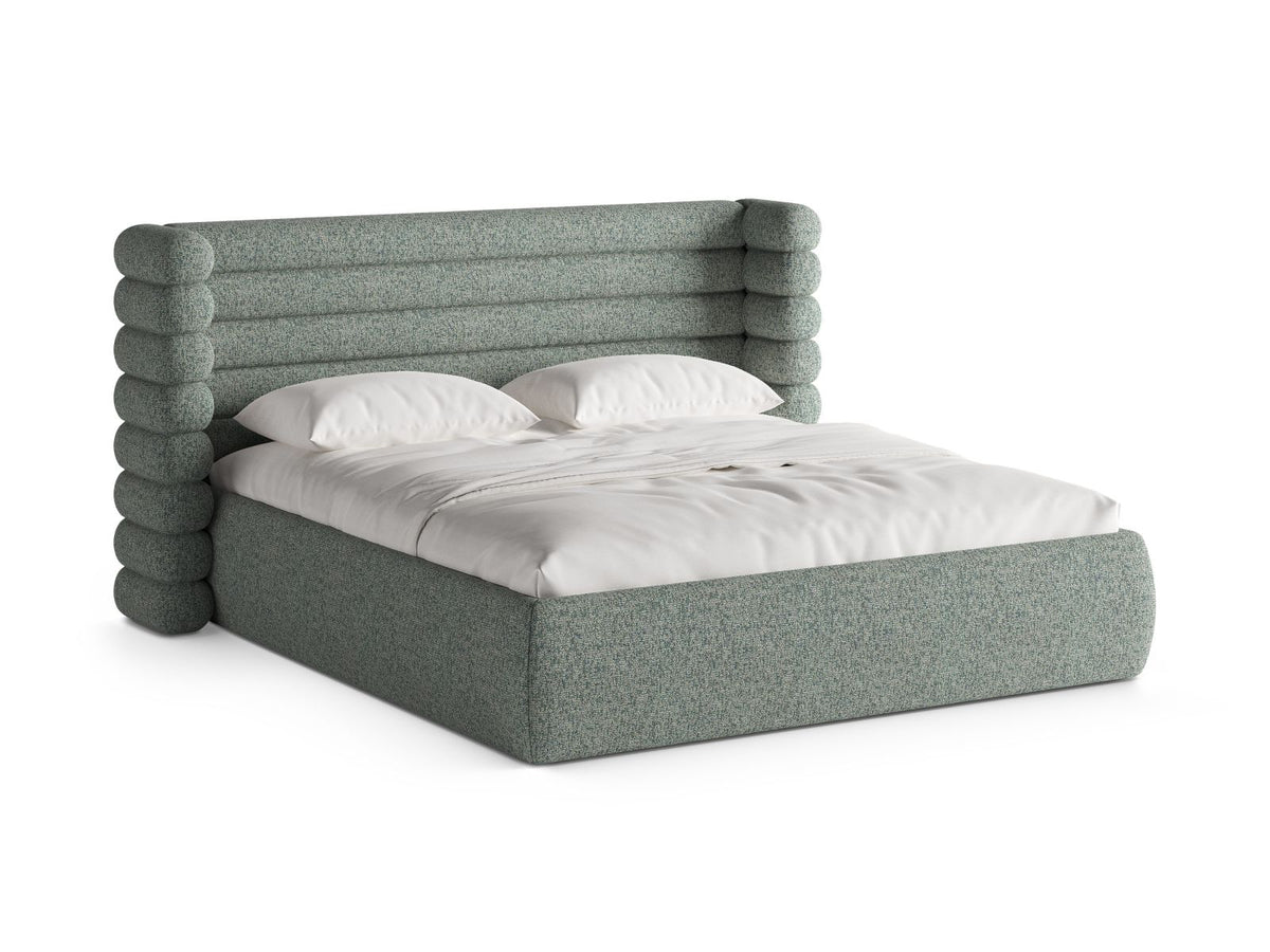 Letto con Contenitore e Testata, "Mount", 228x236x120 - Verde Muschio Melange