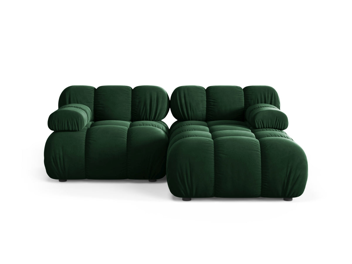 Divano Angolare Modulare Destro in Velluto, "Bellis", 3 Posti, 188x155x70 - Verde Bottiglia
