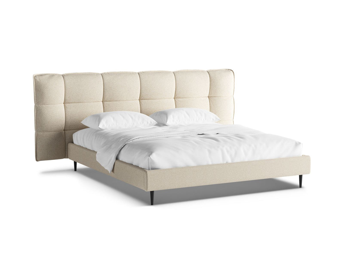 Letto con Contenitore e Testata, "Eric", 220x230x114 - Beige Chiaro Melange