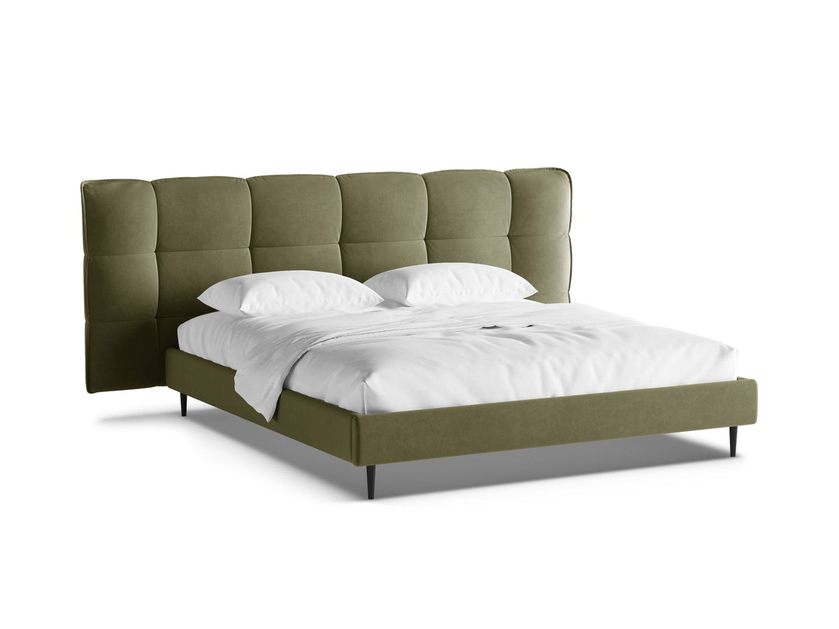 Letto con Contenitore e Testata in Velluto, "Eric", 220x230x114 - Verde Chiaro