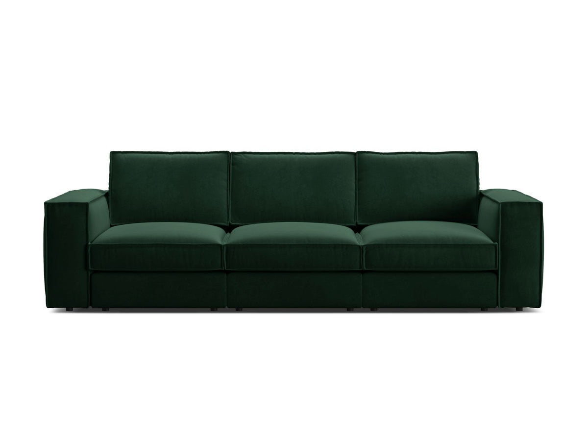 Divano Modulare in Velluto, "Pola", 4 Posti, 284x103x88 - Verde Bottiglia