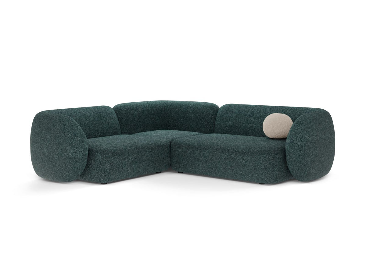 Divano Angolare Modulare Sinistro, "Kate", 4 Posti, 252x220x76 - Verde Blu Melange