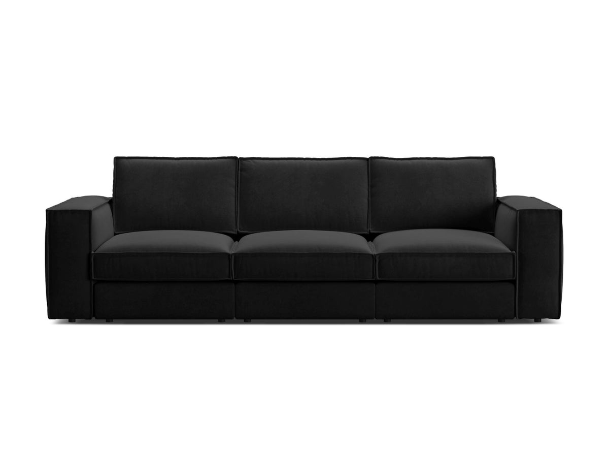 Divano Modulare in Velluto, "Pola", 4 Posti, 284x103x88 - Nero